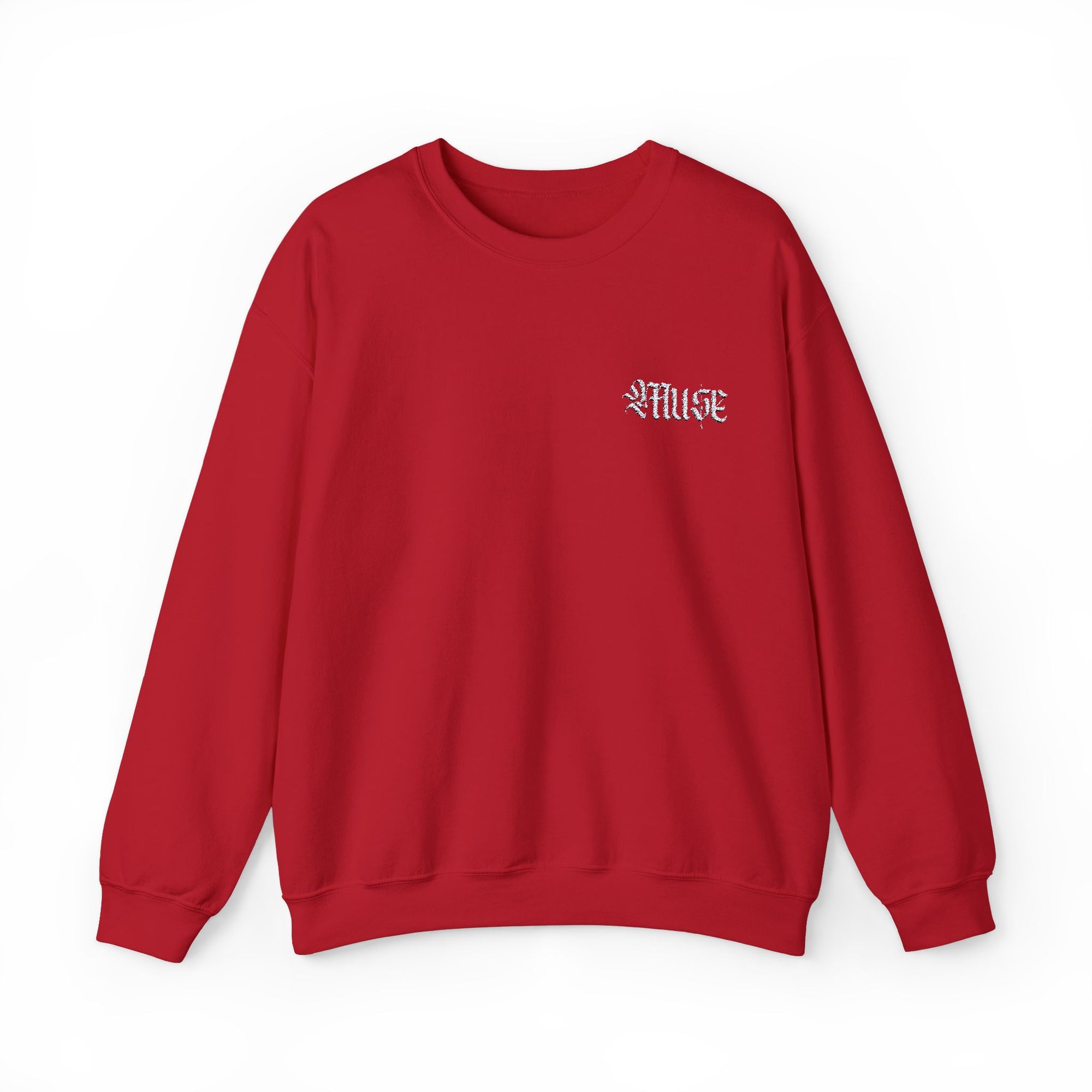 Crimson Red Embroidered Crewneck - MuseByAlliyah