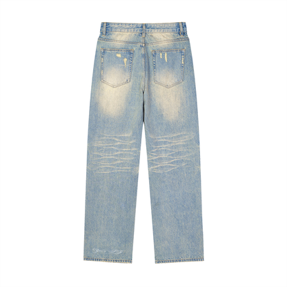 Sun Fade Raw Hem Denim Jean 002