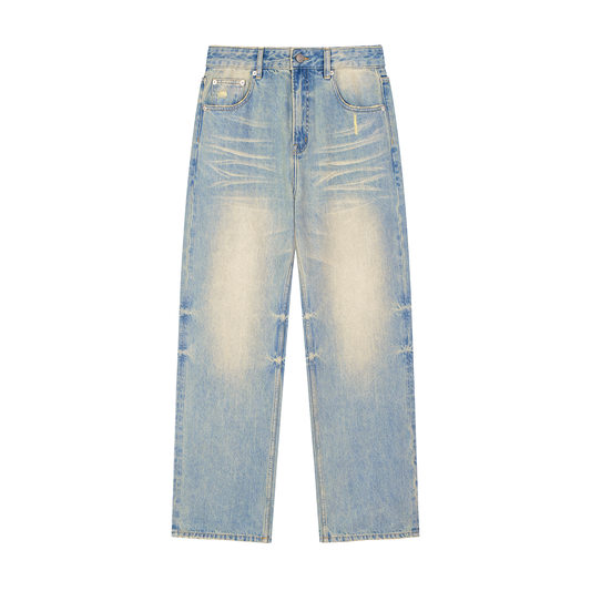 Sun Fade Raw Hem Denim Jean 002