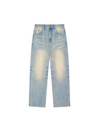 Sun Fade Raw Hem Denim Jean 002