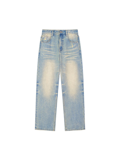 Sun Fade Raw Hem Denim Jean 002