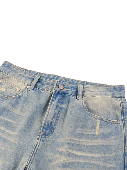 Sun Fade Raw Hem Denim Jean 002