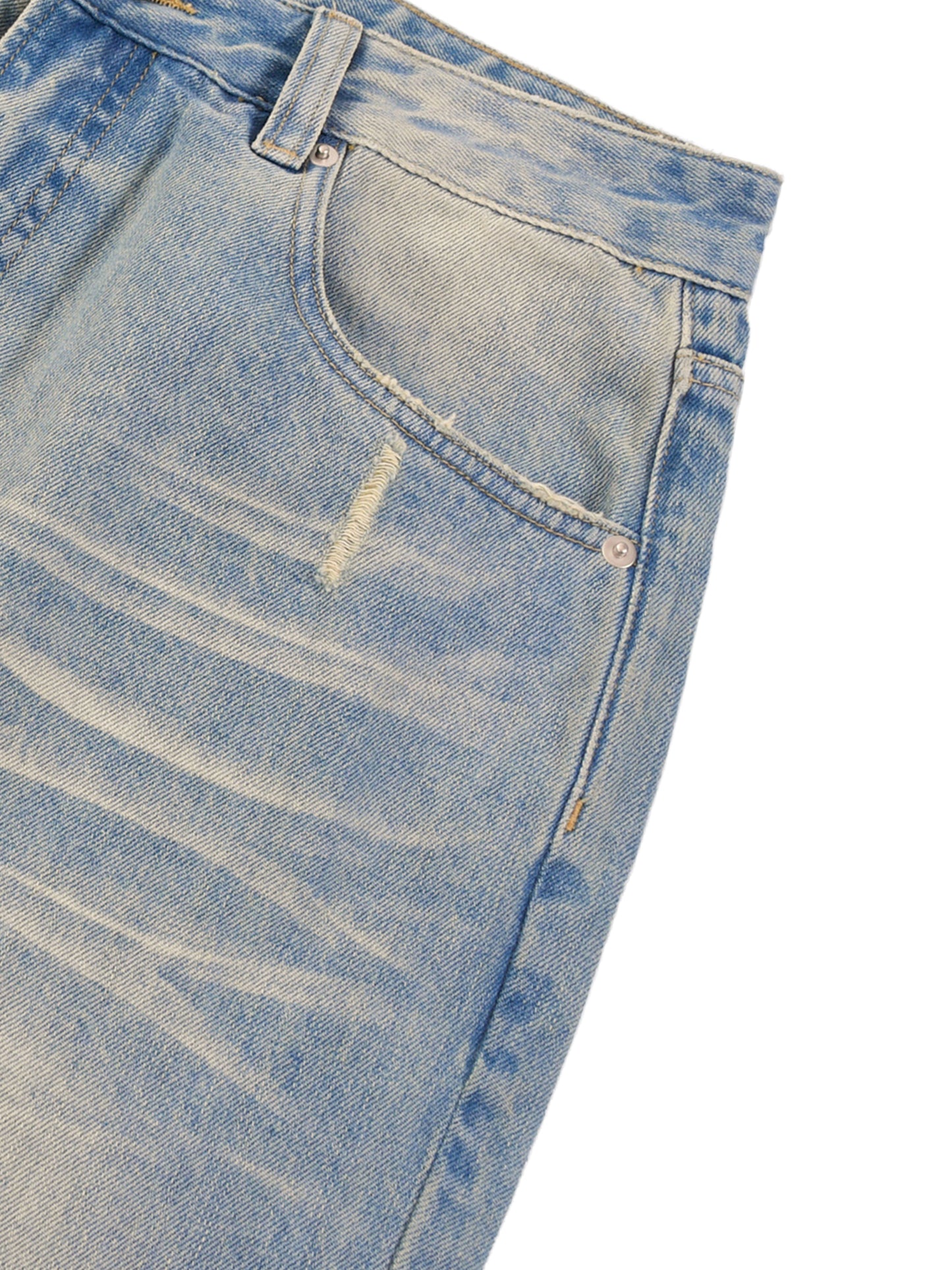 Sun Fade Raw Hem Denim Jean 002