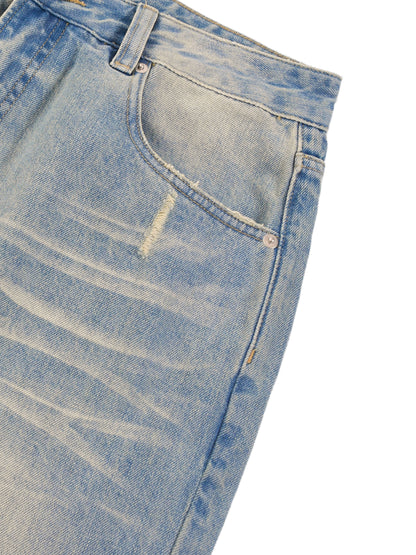 Sun Fade Raw Hem Denim Jean 002