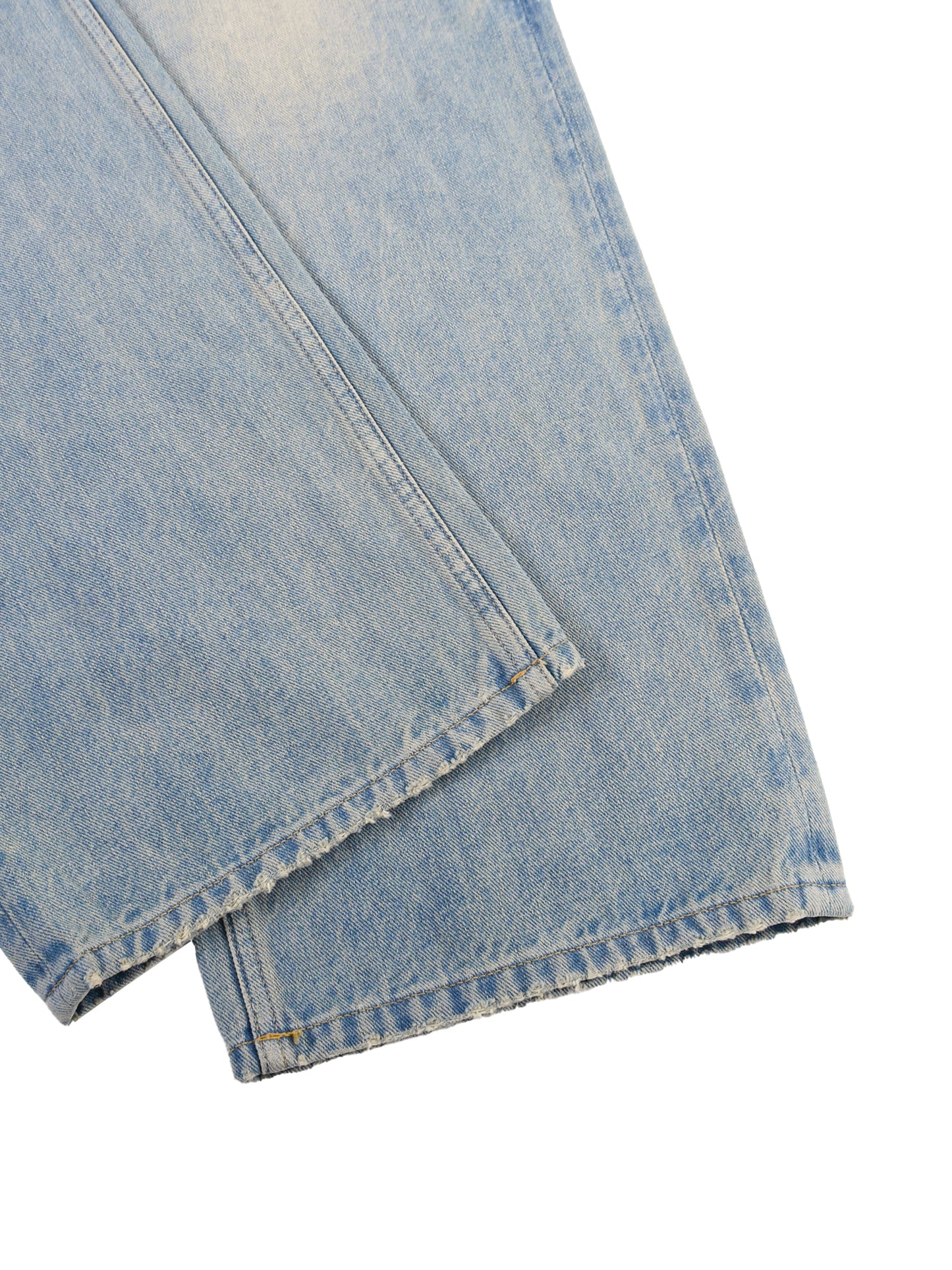 Sun Fade Raw Hem Denim Jean 002