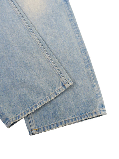 Sun Fade Raw Hem Denim Jean 002